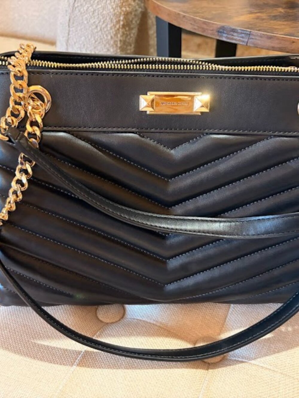 Michael Kors Black Quilted Leather Shoulder Bag (Medium)
